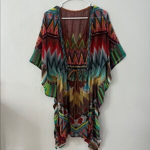 Colorful Geometric Patterned Kaftan